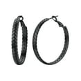 thumbnail image 1 of ChainsHouse Black Hoop Earrings for Women Wheat Shaped 40mm Diameter Huggie Hoops Earring Birthday Christmas Jewelry Gift for Daughter Wife Mother, 1 of 11