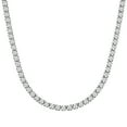 thumbnail image 1 of ChainsHouse Tennis Necklace for Women 3mm Width White Round Cut Cubic Zirconia Created Diamond Chain Jewelry, 18", 1 of 8
