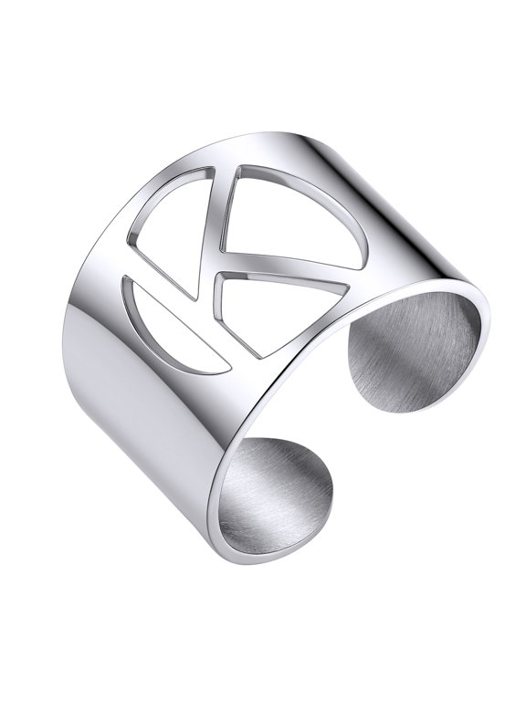 Initial Rings for Women,Stainless Steel Custom Name Letter A-Z Ring Adjustable Statement Alphabet Ring Personalized Jewelry Birthday Mother Christmas Day Gifts