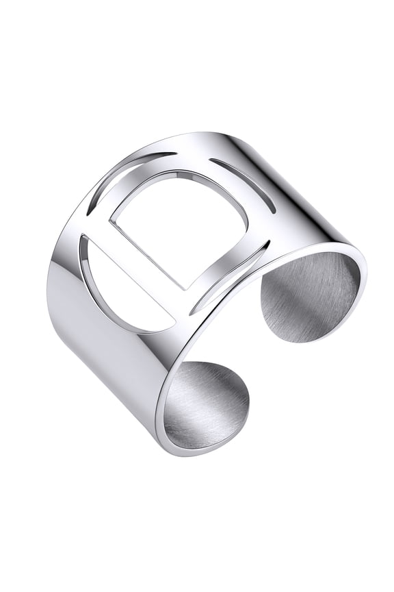 Initial Rings for Women,Stainless Steel Custom Name Letter A-Z Ring Adjustable Statement Alphabet Ring Personalized Jewelry Birthday Mother Christmas Day Gifts