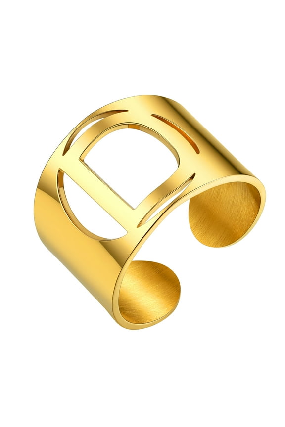 14K Gold Plated Rings for Women/Men,Custom Letter A-Z Ring for His/Her Daughter Adjustable Name Alphabet Ring Personalized Jewelry Birthday Christmas Gifts(Box)