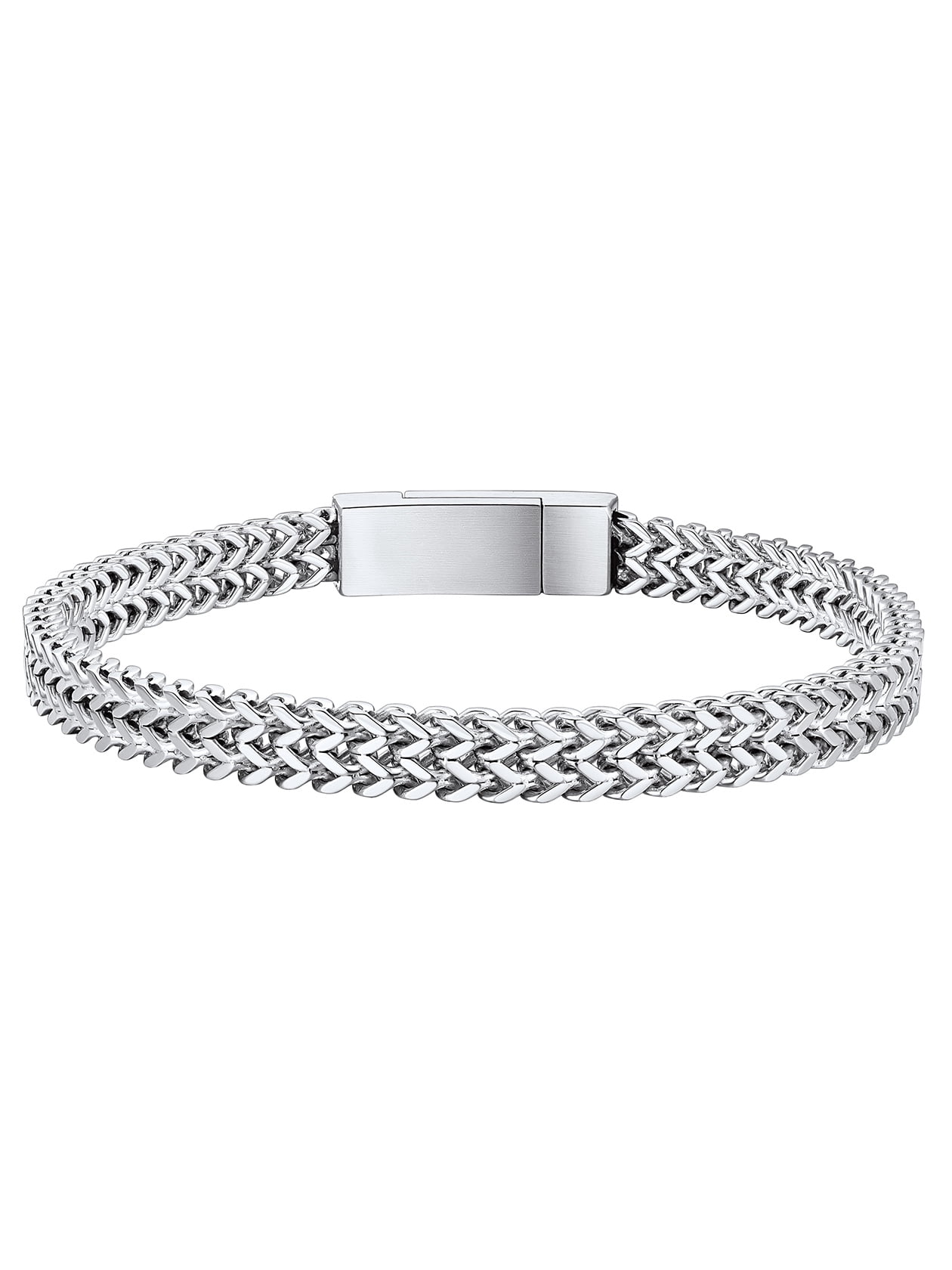 ChainsHouse Men's Stainless Steel Chain Bracelets, 6mm Wide Franco Cuban Bracelet Father's Day Birthday Jewelry Gifts for Husband Father Son Boyfriend, 9.0inch