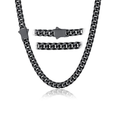 ChainsHouse Cuban Link Chain Necklace for Men Women 5mm Stainless Steel Black Chain Jewelry Gift for Birthday Christmas Valentines Day