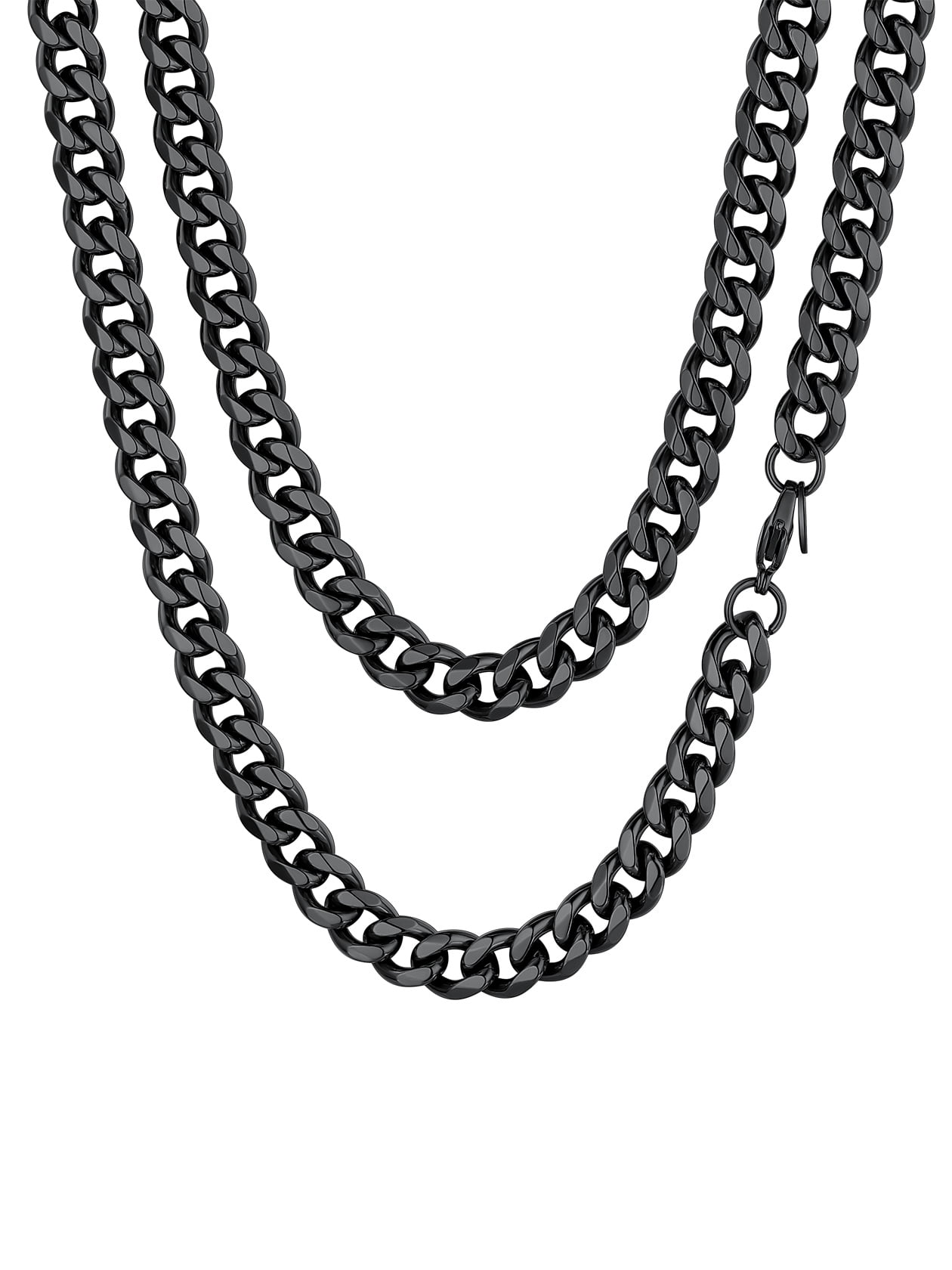ChainsHouse 9mm Black Cuban Link Chain Necklace for Men Stainless Steel Chunky Chains Hiphop Choker Necklaces Mens Jewelry Gift, 26 Inches