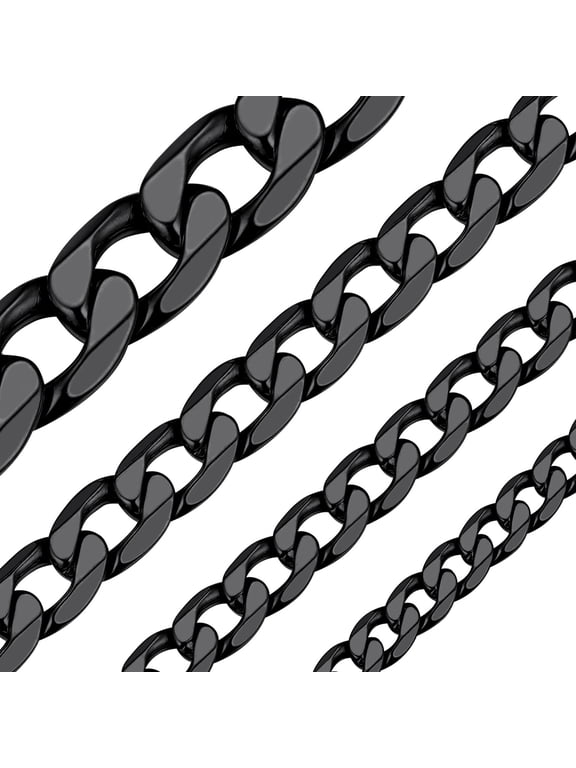 Mens Necklaces Cuban Link Chain Black Necklace for Men Stainless Steel 6mm Chunky Chains Hiphop Men Jewelry Gift, 18 inches