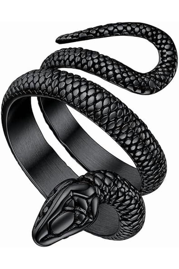 Men's Ring Vintage Snake Thumb Ring,Punk Black Ring Antique Octopus/Serpent Rings Birthday Christmas Holiday Jewelry Gift,Size 7-14（Box）