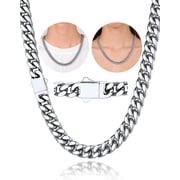 ChainsHouse Cuban Link Chains for Men Stainless Steel Chain Necklace 12mm Heavy Easy Clasp Tranish Resistant Durable Hip Hop Mens Jewelry Gift, 18"-30"