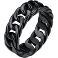 thumbnail image 1 of ChainsHouse Stainless Steel Rings for Men Women Cuban Link 7mm Wide Silver/Black/Gold Plated Band Ring Birthday Christmas Jewelry Gift, Size 7-14, 1 of 10