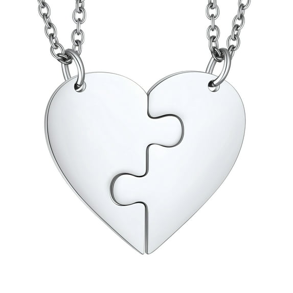 ChainsHouse Silver Matching Puzzle Necklaces for Women 2/3/4 Pcs Heart Pendant Necklace Couple Friendship Birthday Christmas Anniversary Jewelry Gift