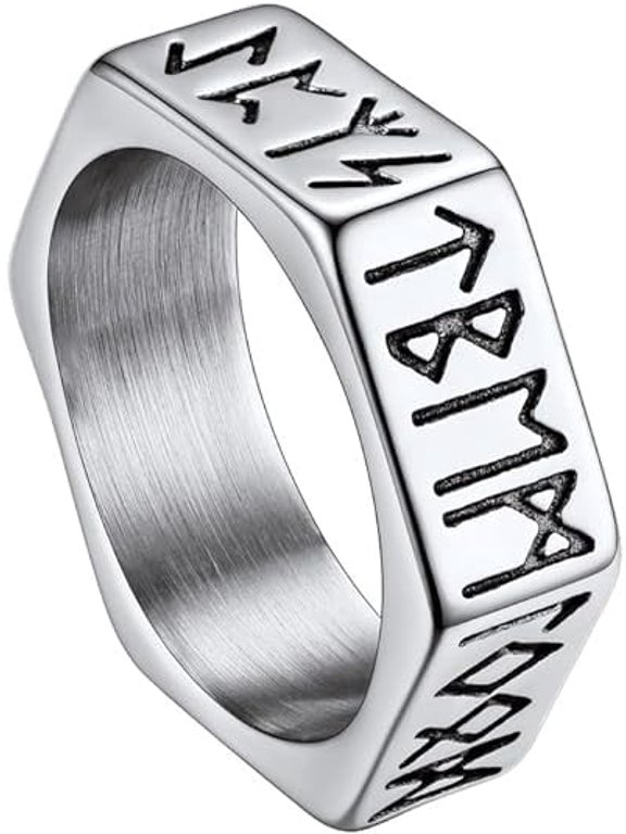 Men's Vintage Viking Ring Norse Raven Runes Stainless Steel/Gold Plated/Black Birthday Christmas Valentines Unisex Jewelry Gift