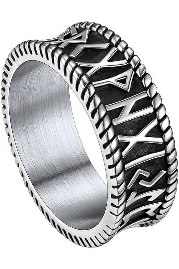 Men's Vintage Viking Ring Norse Raven Runes Stainless Steel/Gold Plated/Black Birthday Christmas Valentines Unisex Jewelry Gift