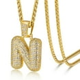 thumbnail image 1 of ChainsHouse 14K Gold Plated Initial Necklaces for Women Men Alphabet Bubble Pendant Necklace White Cubic Zirconia Birthday Christmas Anniversary Jewelry Gift, N, 1 of 8