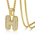 thumbnail image 1 of ChainsHouse 14K Gold Plated Initial Necklaces for Women Men Alphabet Bubble Pendant Necklace White Cubic Zirconia Birthday Christmas Anniversary Jewelry Gift, H, 1 of 8