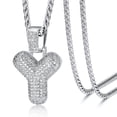 thumbnail image 1 of ChainsHouse Silver Initial Necklaces for Women Men Alphabet Bubble Pendant Necklace White Cubic Zirconia Birthday Christmas Anniversary Jewelry Gift, Y, 1 of 8