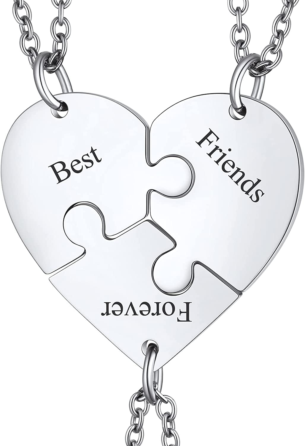 Five Heart puzzle piece necklace, 5 piece puzzle set, 5 Best Friends puzzle  necklace set, Hand