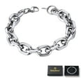 thumbnail image 1 of ChainsHouse Silver Men's Bracelets 12mm Chain Bracelet for Men Stainless Steel Jewelry Birthday Christmas Valentines Fayher's Day Gift for Him Boyfriend Husband Son, 7.5/8.3 Inch, 1 of 7