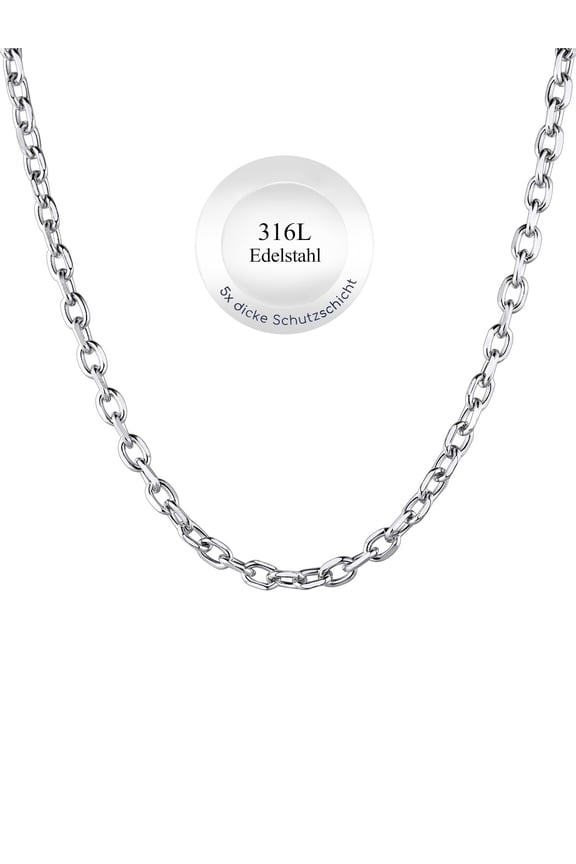 Silver Chain Necklace for Men Women Rolo Stainless Steel 3mm Mens Necklaces Trendy Jewelry Birthday Christmas Holiday Gifts, 18inch