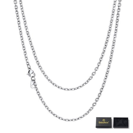 ChainHouse Stainless Steel Cable Link Chain Necklace for Men Women 3mm Width Rolo Necklaces Jewelry Gift, 26 inch