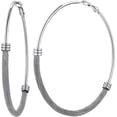 thumbnail image 1 of ChainsHouse Large Stainless Steel Hoop Earring for Women Half Mesh Link Hypoallergenic Trendy Hoops, 80mm, 1 of 9