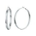 thumbnail image 1 of ChainsHouse Silver Hoop Earrings for Women Wheat Shaped 60mm Diameter Huggie Hoops Earring Birthday Christmas Jewelry Gift for Daughter Wife Mother, 1 of 12