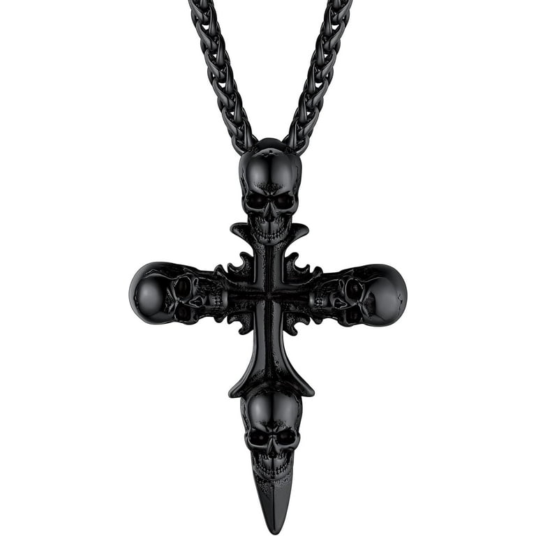 ChainsHouse Skeleton Pendant Necklaces for Men, Retro Gothic Punk