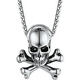 thumbnail image 1 of ChainsHouse Silver Skull Pendant Necklaces for Men Stainless Steel Skeleton Gothic Punk Necklace Jewelry Gift, 1 of 8