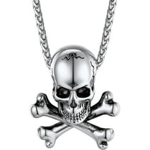 ChainsHouse Skull Necklace for Men, Memento Mori Necklace Punk Jewelry Biker Necklace for Boys Women Stainless Steel Skull Pendant Jewelry,with Gift Box