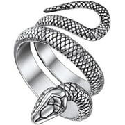 CHAINSHOUSE Snake Ring for Women Men Stainless Steel Retro Punk Gothic Jewelry Antique Octopus/Serpent Rings Birthday Christmas Holiday Jewelry Gift ,Size 7-14(Box)
