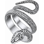 ChainsHouse Snake Ring for Women Men Stainless Steel Retro Punk Gothic Jewelry Antique Octopus/Serpent Rings Birthday Christmas Holiday Jewelry Gift ,Size 7-14(Box)