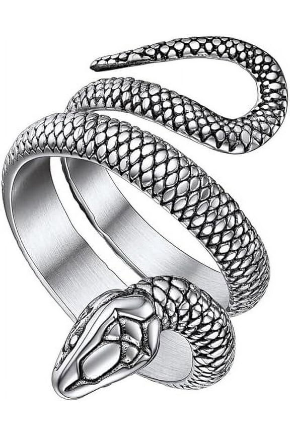 Snake Ring for Women Men Stainless Steel Retro Punk Gothic Jewelry Antique Octopus/Serpent Rings Birthday Christmas Holiday Jewelry Gift ,Size 7-14(Box)