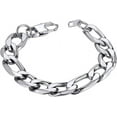 thumbnail image 1 of ChainsHouse Figaro Link Bracelets for Women Men 12mm Chunky Satinless Steel Hypoallergenic Charm Jewelry Gift, 7.5inch, 1 of 7
