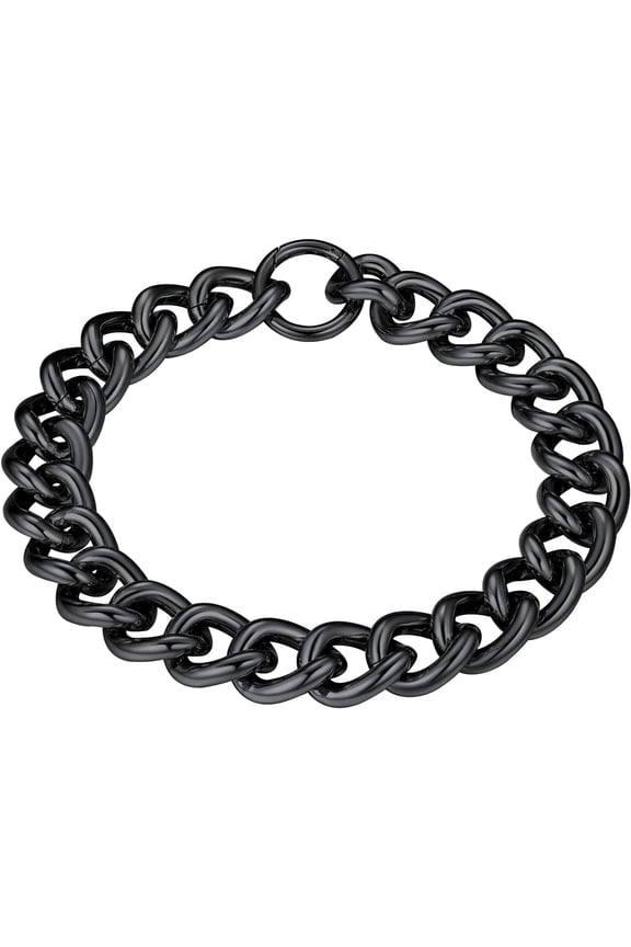 Women's Cuban Link Necklaces 14k Gold Plated/Black Trendy Chain Jewelry Birthday Christmas Valentines Gift for Her, 18inch Length