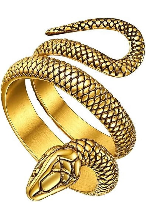Vintage Snake Statement Ring for Women Men Punk 14K Gold Plated Ring Antique Octopus/Serpent Rings Birthday Christmas Holiday Jewelry Gift,Size 7-14（Box）