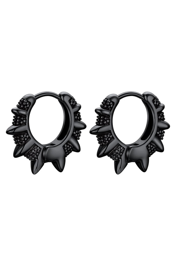 Men's Earring Black Huggie Stud Hoop Earrings for Men Stainless Steel Punk Christmas Birthday Valentines Jewelry Gift