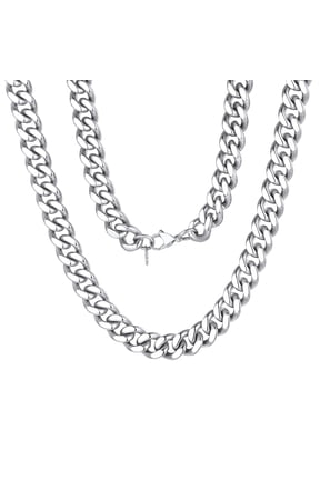 12mm Thick Necklace 18 inch Mens Chains Stainless Steel Chunky Miami Cuban Chain Mens Necklaces