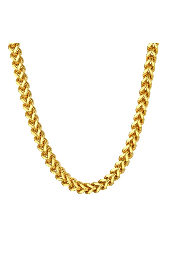 18K Gold Chain for Men Franco Square Box Link Necklace Gold Plated Mens Square Necklace