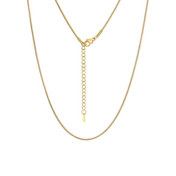 ChainsProMax 1mm/1.2mm/1.5mm/2mm Snake Chain 14K Gold Plated Stainless Steel Chain Necklace for Men Women