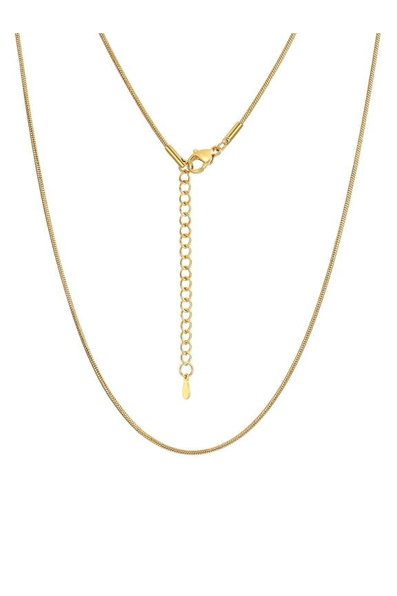 1mm/1.2mm/1.5mm/2mm Snake Chain 14K Gold Plated Stainless Steel Chain Necklace for Men Women
