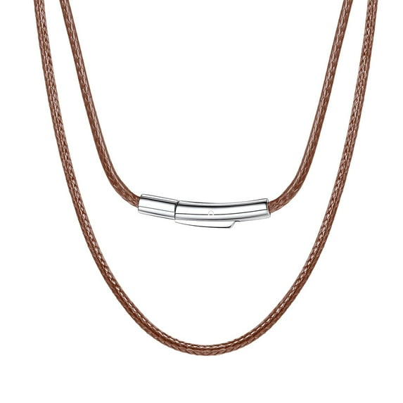 ChainsProMax 2mm Leather Cord Rope Chain Choker for Women Men Necklace 316L Stainless Steel Magnet Clasp 16"