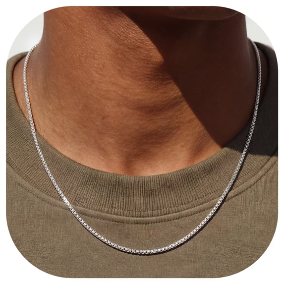 ChainsProMax 2mm Men Necklace Box Chain 14K Gold Plated Stainless Steel Chain Necklace Gift for Dad Father Son