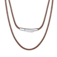 thumbnail image 1 of ChainsProMax 2mm Polished Brown Leather Cord Chain Stainless Steel Clasps Necklace Rope Chain 18", 1 of 9
