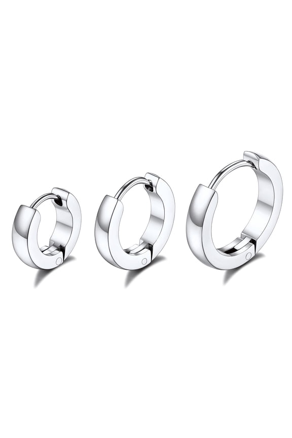 3 Pairs Stainless Steel Hoop Earrings 14K Gold Plated Huggie Cartilage Hoop Earrings for Women Men