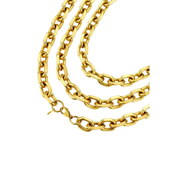 ChainsProMax 3mm/5mm/7mm/12mm Rolo Cable Chain Stainless Steel Chain Necklace for Men Women 18"-24" Fathers Day Jewelry Gift for Dad Son