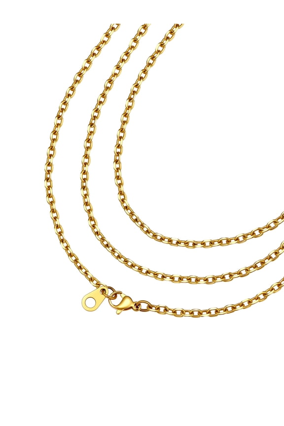 3mm/5mm/7mm/12mm Rolo Cable Chain Stainless Steel Chain Necklace for Men Women 18"-24"