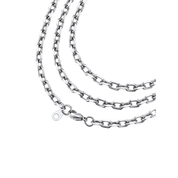 ChainsProMax 3mm/5mm/7mm/12mm Rolo Cable Chain Stainless Steel Chain Necklace for Men Women 18"-24"
