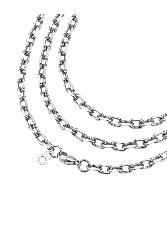 3mm/5mm/7mm/12mm Rolo Cable Chain Stainless Steel Chain Necklace for Men Women 18"-24"