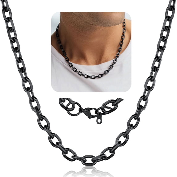 ChainsProMax Stainless Steel Rolo Chain Necklace for Men 3mm/5mm/7mm/12mm 18"-24" Cable Chain Christmas Jewelry Gifts for Dad Son Boyfriend