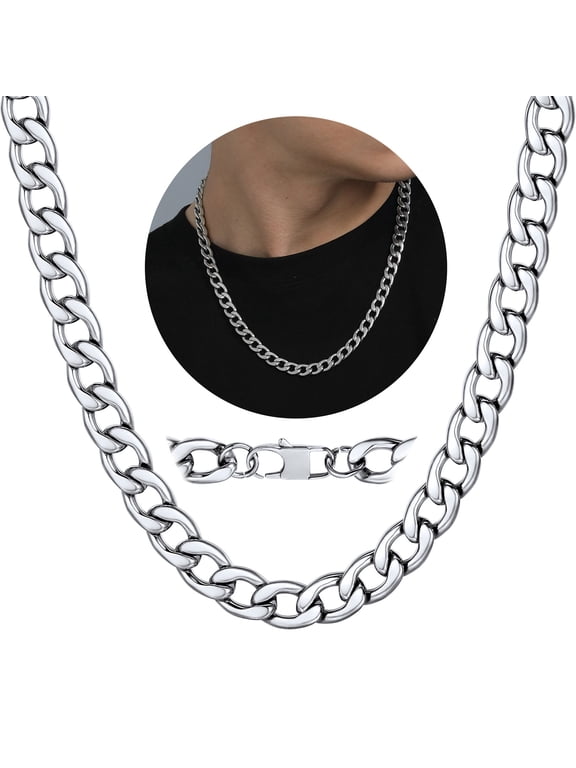 5mm 20inch Mens Chain Stainless Steel Necklace Curb Cuban Link Necklace Gift Fathers Day Jewelry Gift for Dad Son