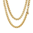 thumbnail image 1 of ChainsProMax 6mm Men Necklace Box Chain 14K Gold Plated Stainless Steel Chain Necklace for Men Fathers Day Jewelry Gift, 1 of 7