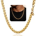 thumbnail image 1 of ChainsProMax 6mm Width 14K Gold Plated Stainless Steel Necklace Box Chain for Men Christmas Birthday Jewelry Gifts, 1 of 8